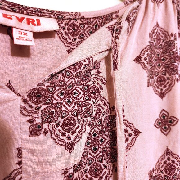 Evri Medallion Print boho peasant-style top - EUC - pink - Picture 3 of 4